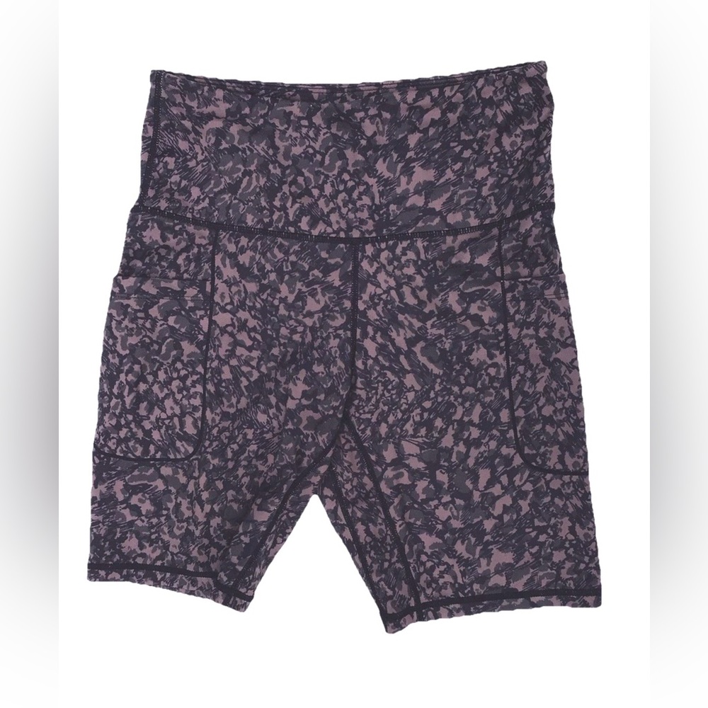 Women’s S/M Pink Camo High-Rise Biker Shorts Activewear Gym Stretch Pockets yoga